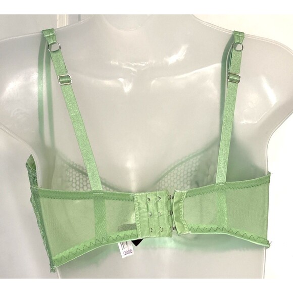 Adore Me Green Lace Bra 32DDD Padded Underwire sexy lingerie See thru Sheer - Picture 3 of 5